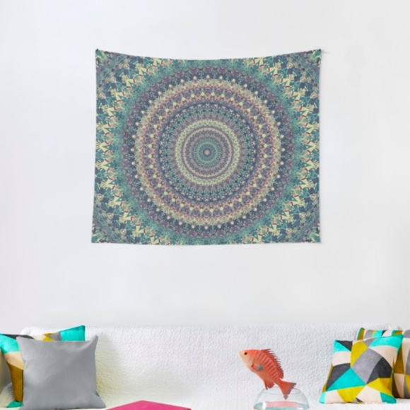 Blue Mandala Wall Tapestry 80" x 68" - Picture 1 of 2